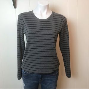 GAP 100% COTTON BLACK & GRAY STRIPED TOP XL